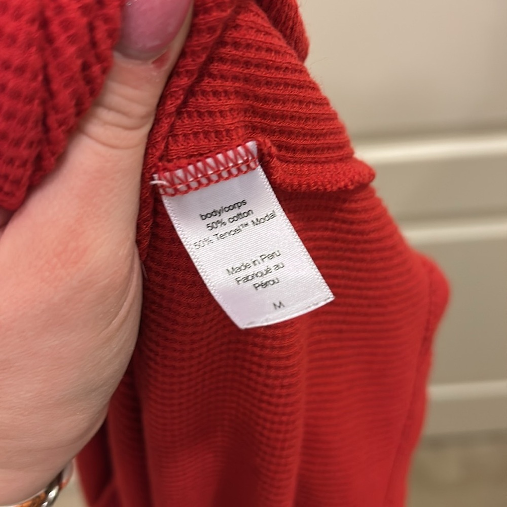 Eberjey Red Henley Short Sleeve Pajama Shirt - Picture 6 of 6